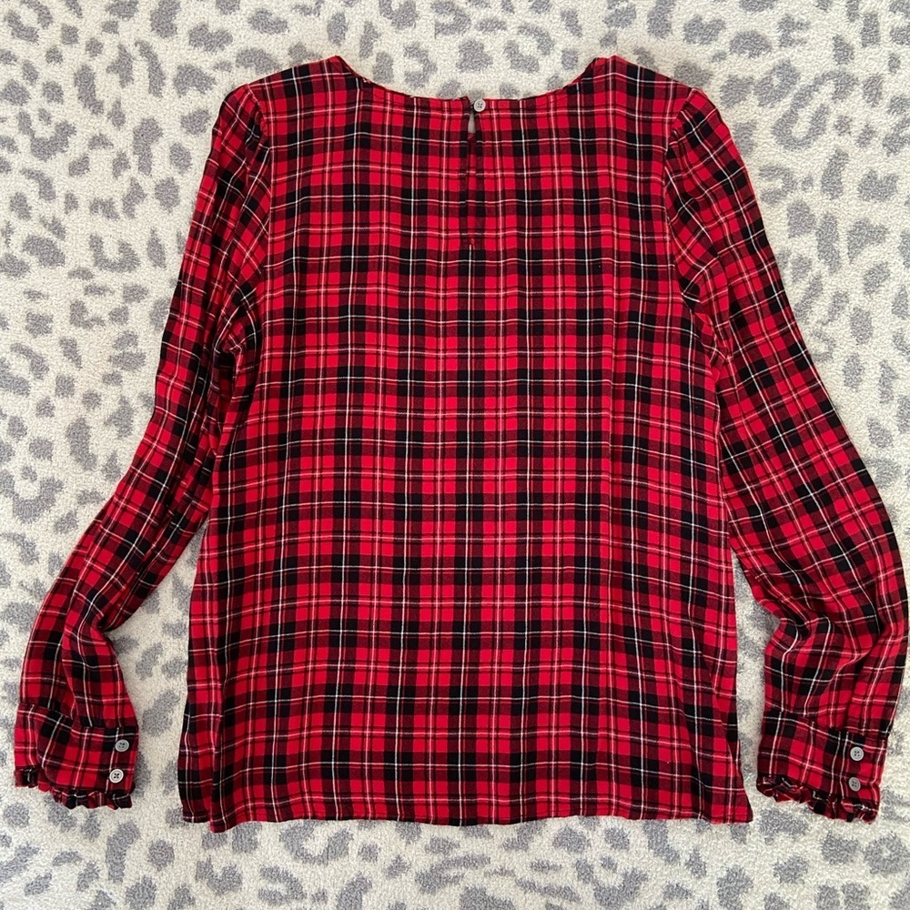 LOFT RED PLAID BLOUSE SIZE SMALL - Picture 8 of 8